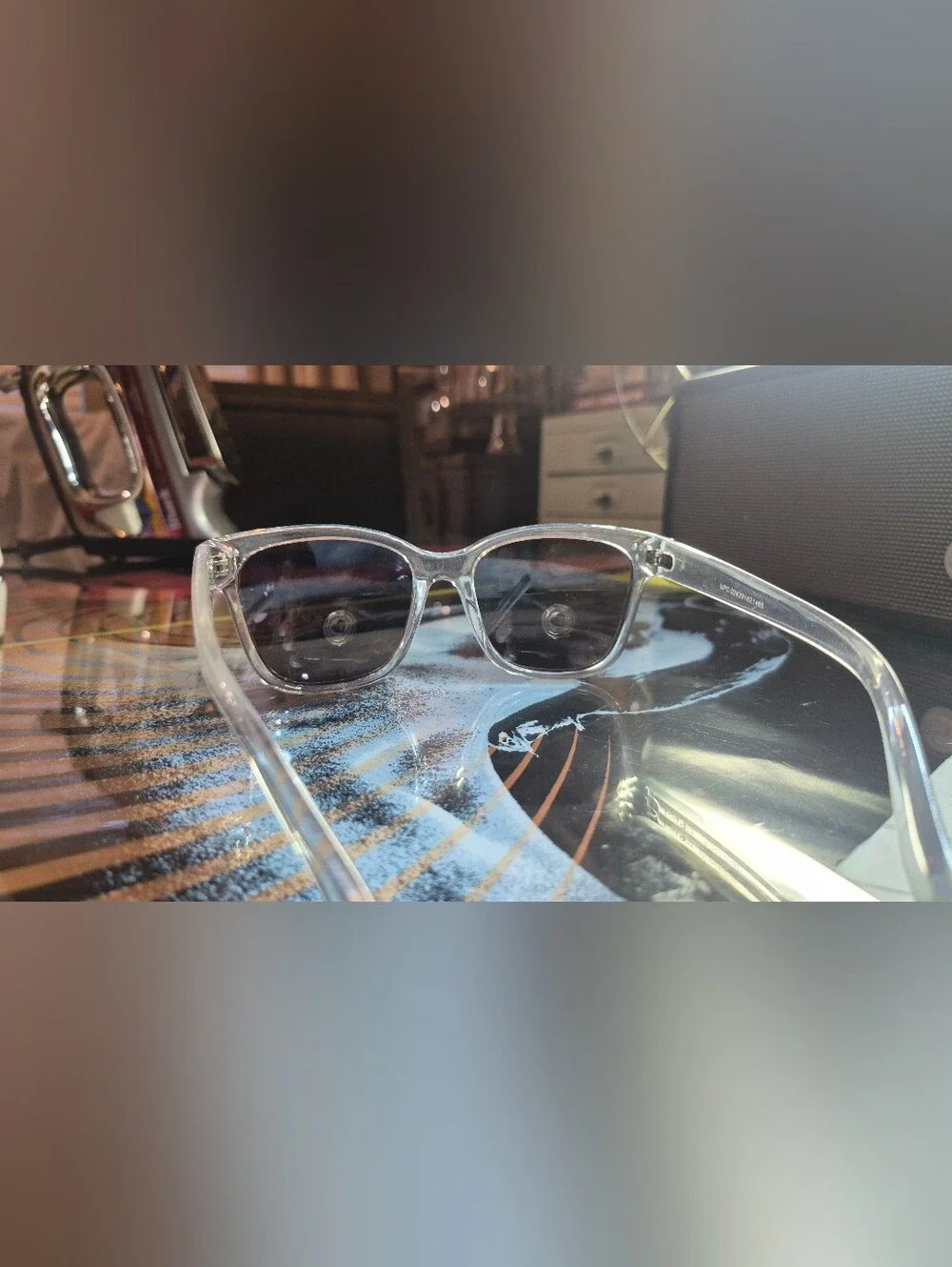 Clear Frame Sunglasses with Blue-Tinted Lenses for Women